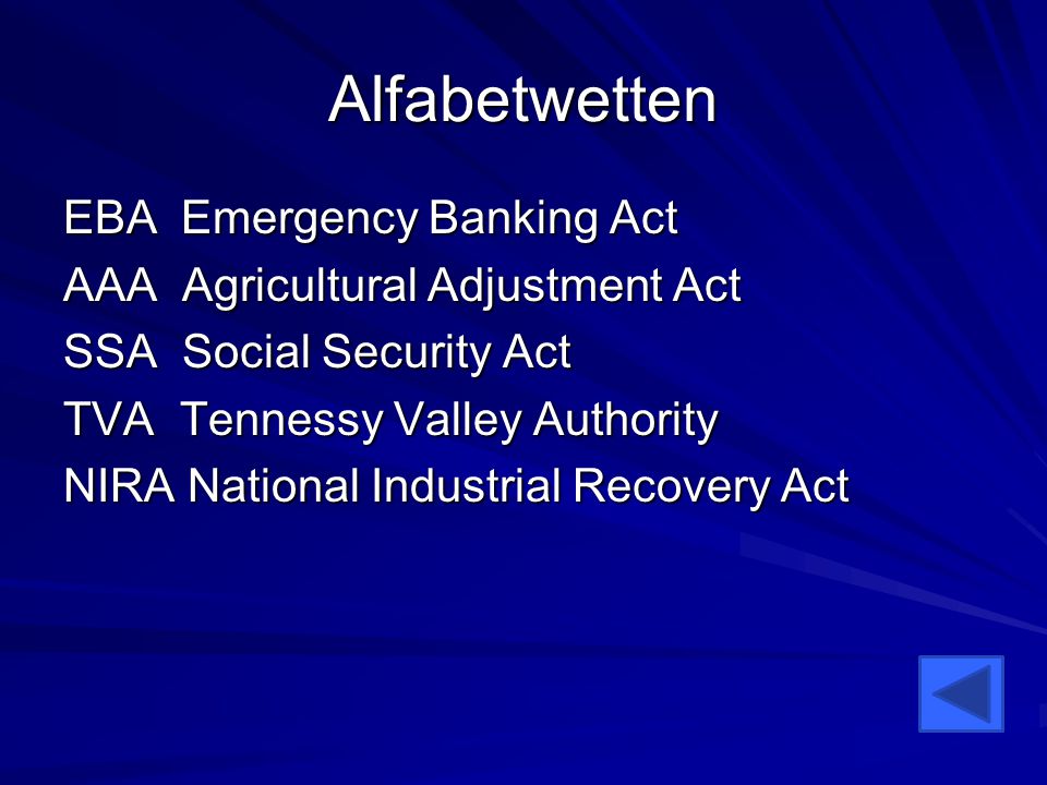 Alfabetwetten EBA Emergency Banking Act