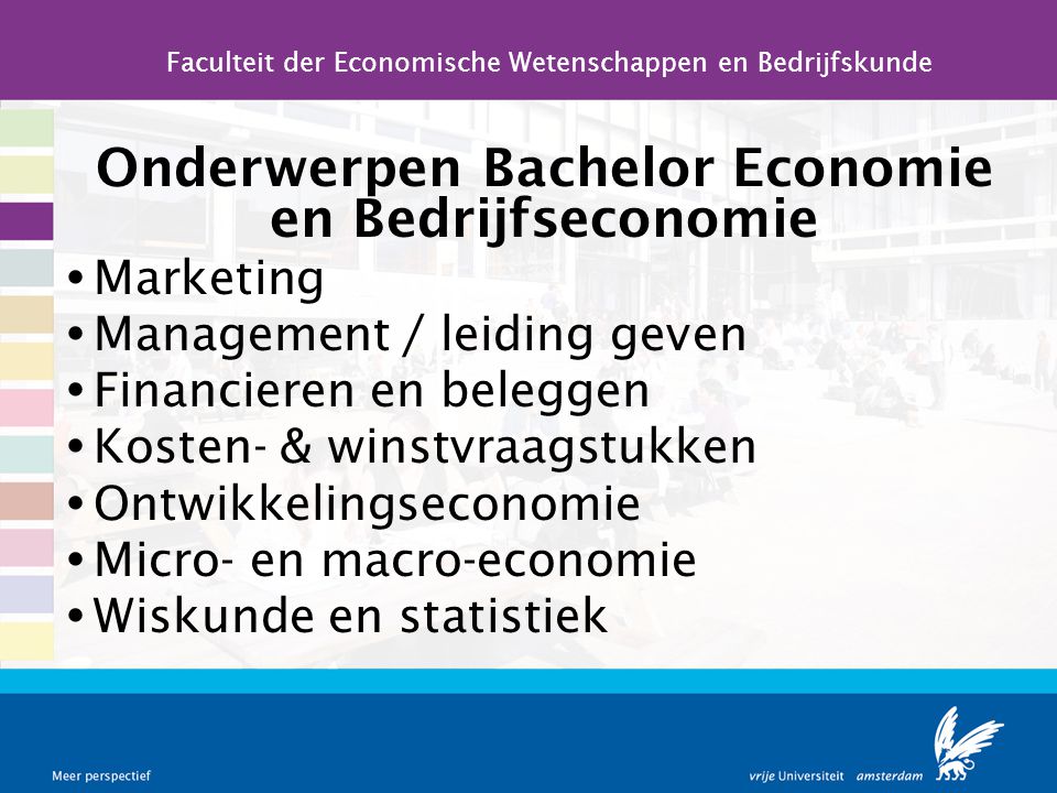 Onderwerpen Bachelor Economie en Bedrijfseconomie