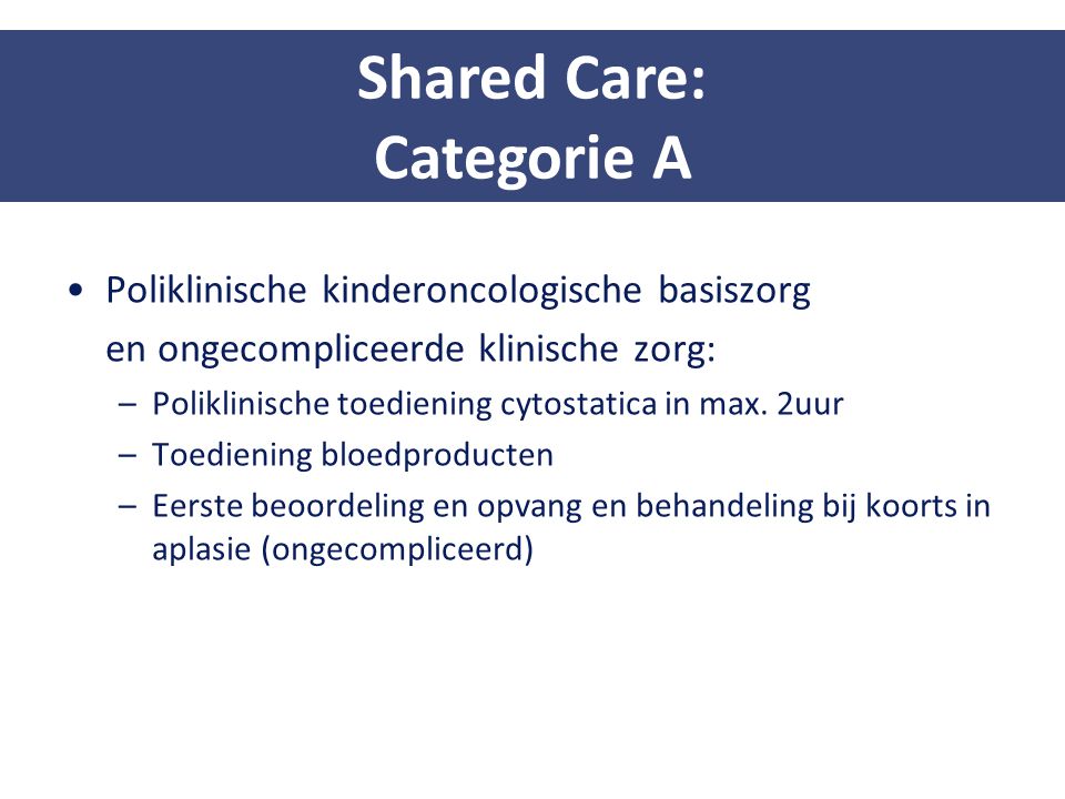 Shared Care: Categorie A