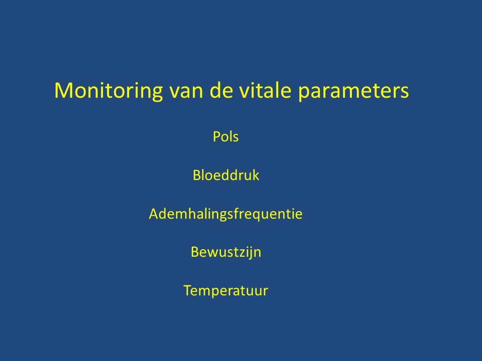 Monitoring van de vitale parameters
