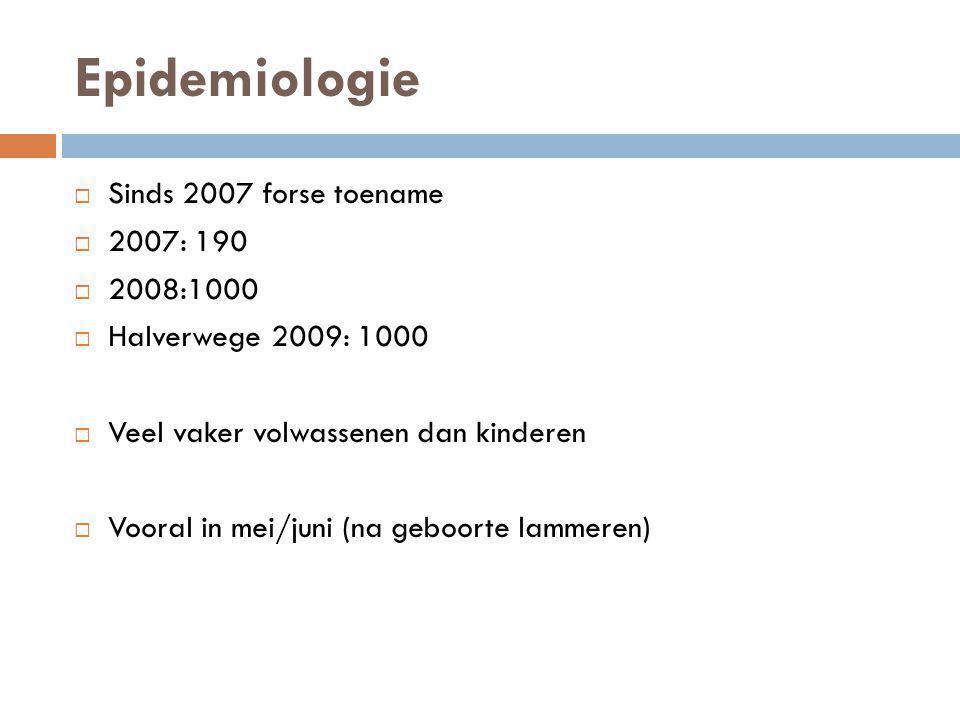 Epidemiologie Sinds 2007 forse toename 2007: :1000