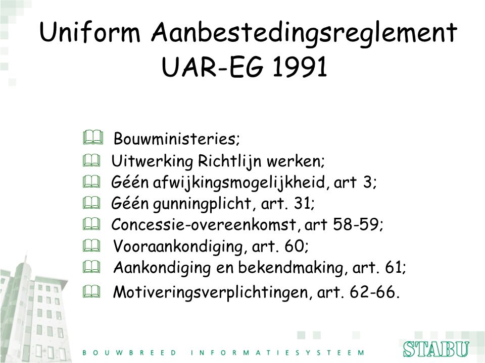 Uniform Aanbestedingsreglement UAR-EG 1991