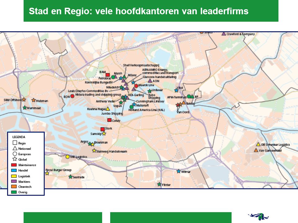 Stad en Regio: vele hoofdkantoren van leaderfirms