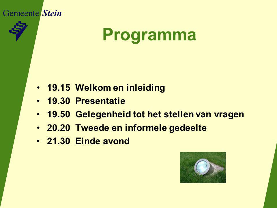 Programma Gemeente Stein Welkom en inleiding Presentatie