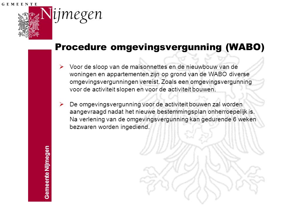 Procedure omgevingsvergunning (WABO)