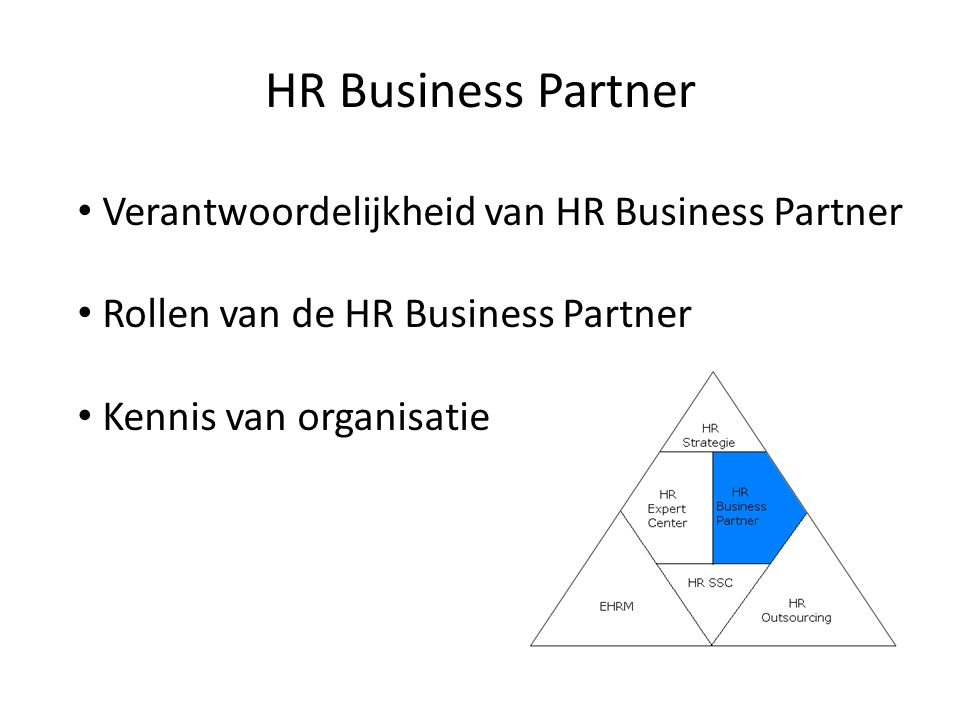 HR Business Partner Verantwoordelijkheid van HR Business Partner