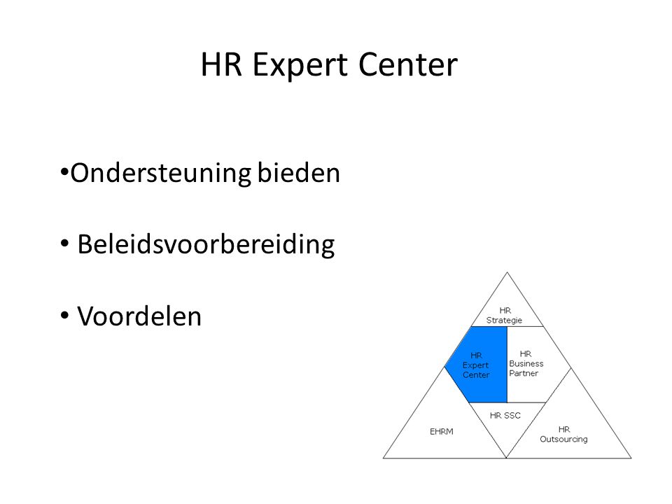 HR Expert Center Ondersteuning bieden Beleidsvoorbereiding Voordelen