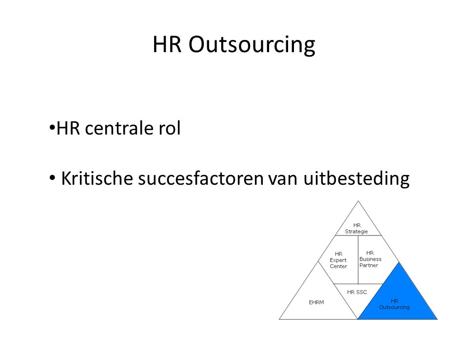 HR Outsourcing HR centrale rol