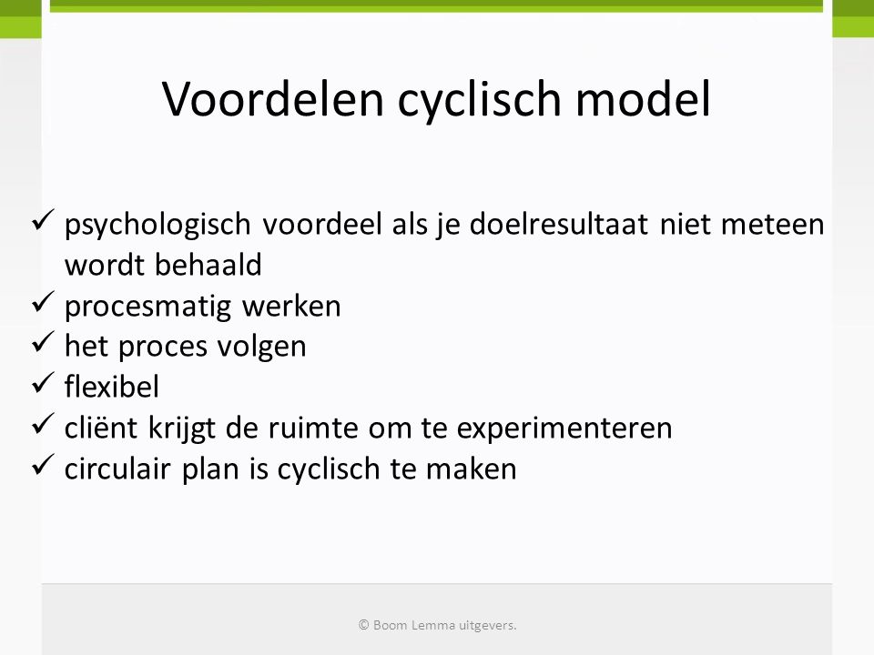 Voordelen cyclisch model