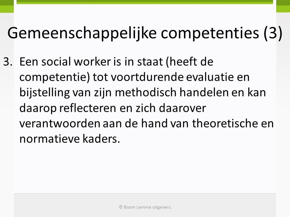 Gemeenschappelijke competenties (3)