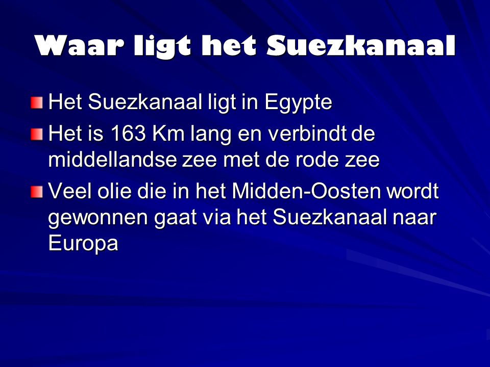 Waar ligt het Suezkanaal