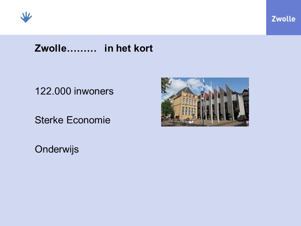 Zwolle……… in het kort inwoners Sterke Economie Onderwijs