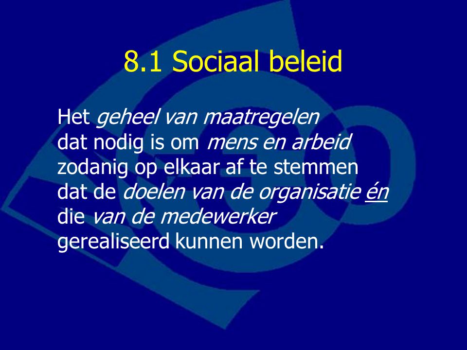 8.1 Sociaal beleid