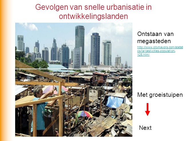 Gevolgen van snelle urbanisatie in ontwikkelingslanden