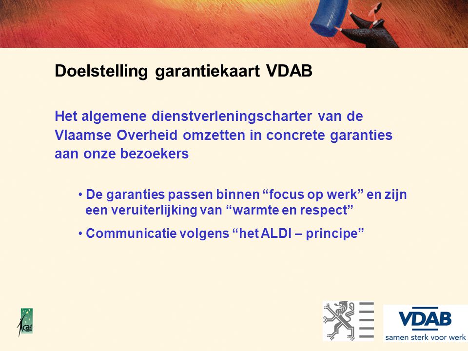 Doelstelling garantiekaart VDAB