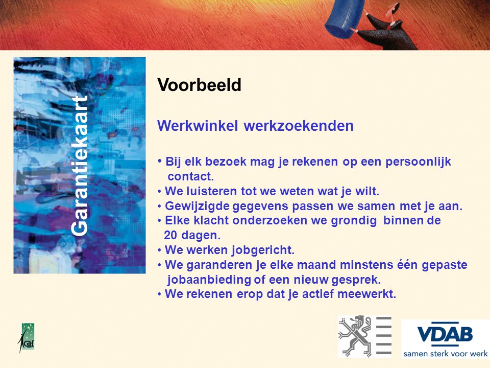 Garantiekaart Voorbeeld Werkwinkel werkzoekenden
