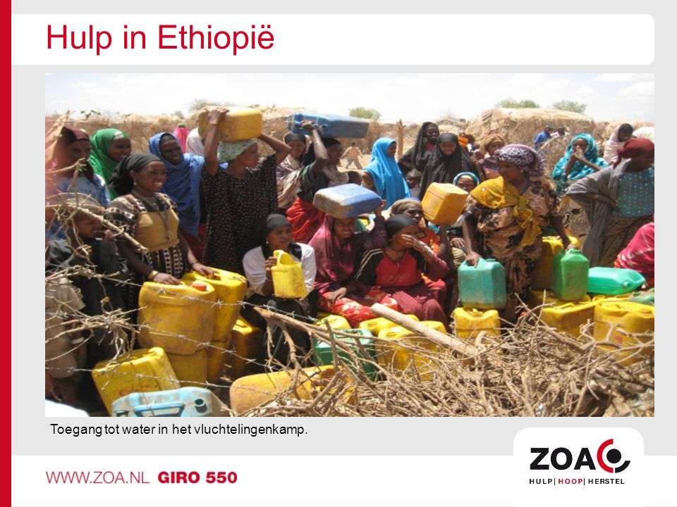 Hulp in Ethiopië Toegang tot water in het vluchtelingenkamp.