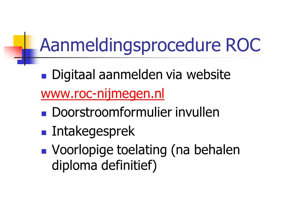 Aanmeldingsprocedure ROC