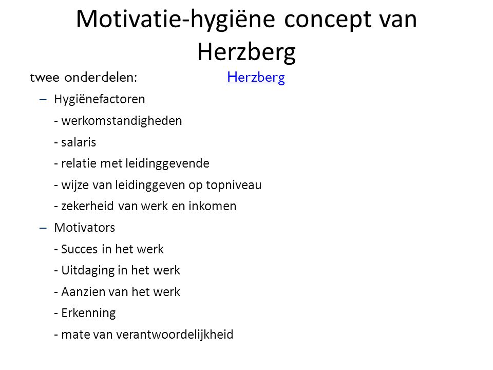 Motivatie-hygiëne concept van Herzberg