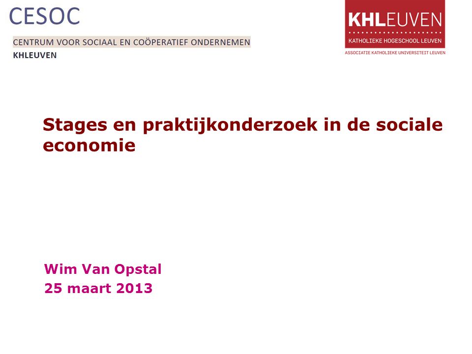 Stages en praktijkonderzoek in de sociale economie