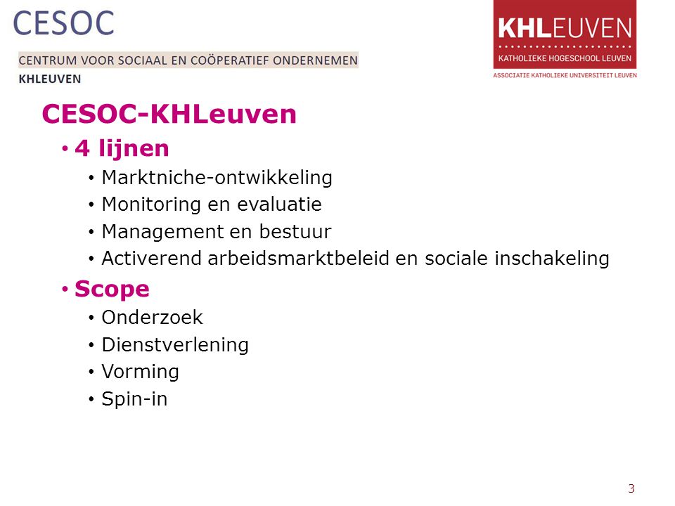 CESOC-KHLeuven 4 lijnen Scope Marktniche-ontwikkeling