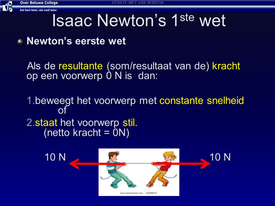Isaac Newton’s 1ste wet Newton’s eerste wet