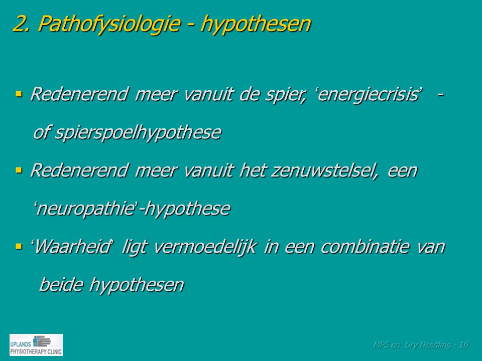 2. Pathofysiologie - hypothesen