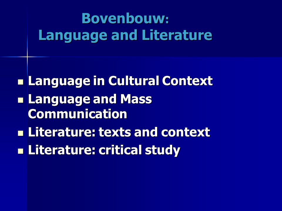 Bovenbouw: Language and Literature