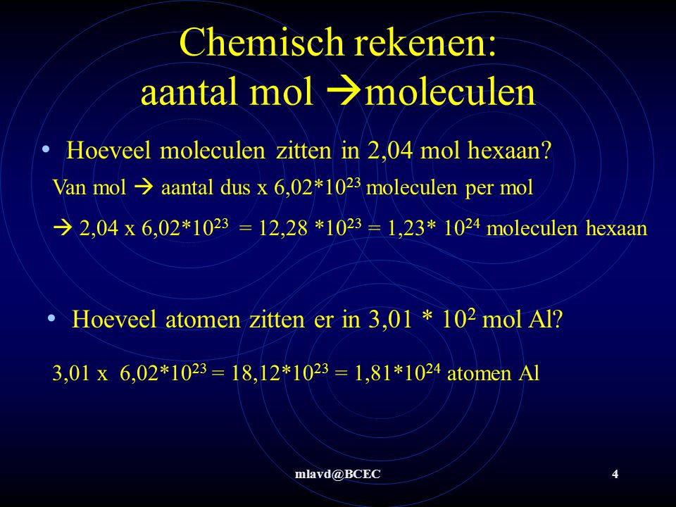 Chemisch rekenen: aantal mol moleculen