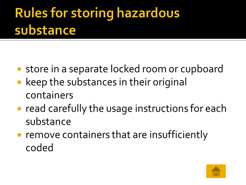 Rules for storing hazardous substance