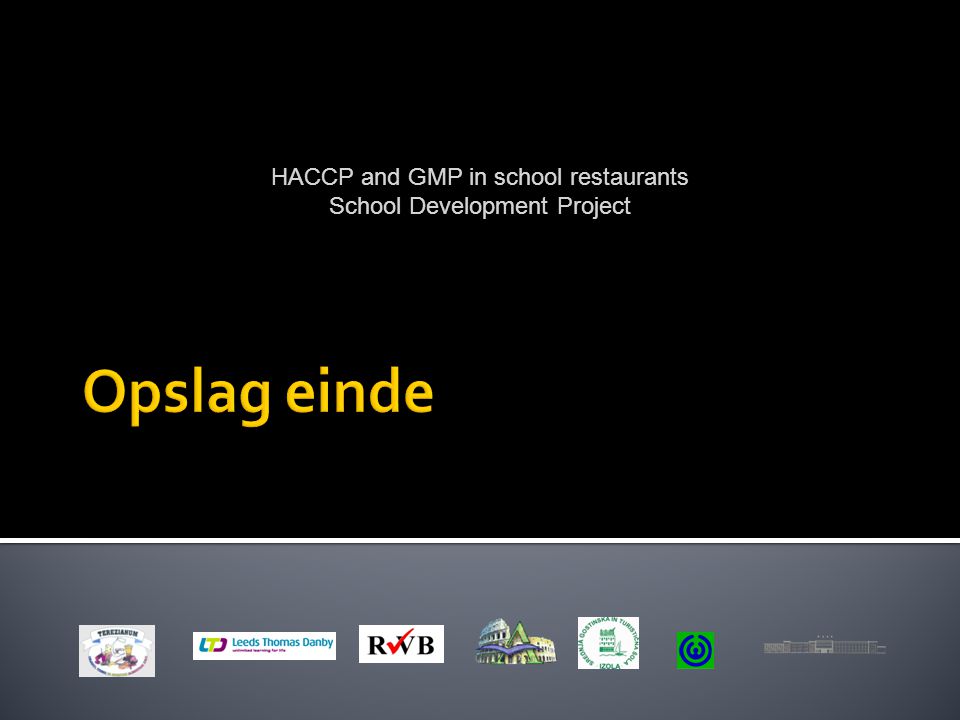 Opslag einde HACCP and GMP in school restaurants