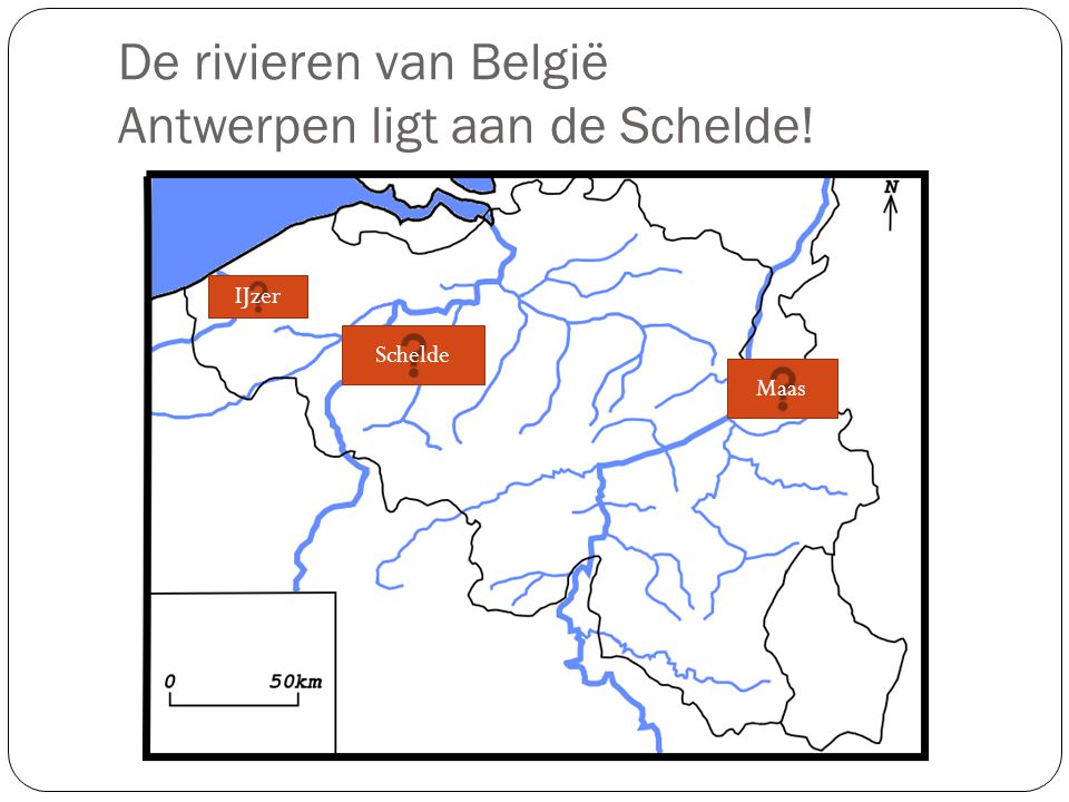 De rivieren van België Antwerpen ligt aan de Schelde!