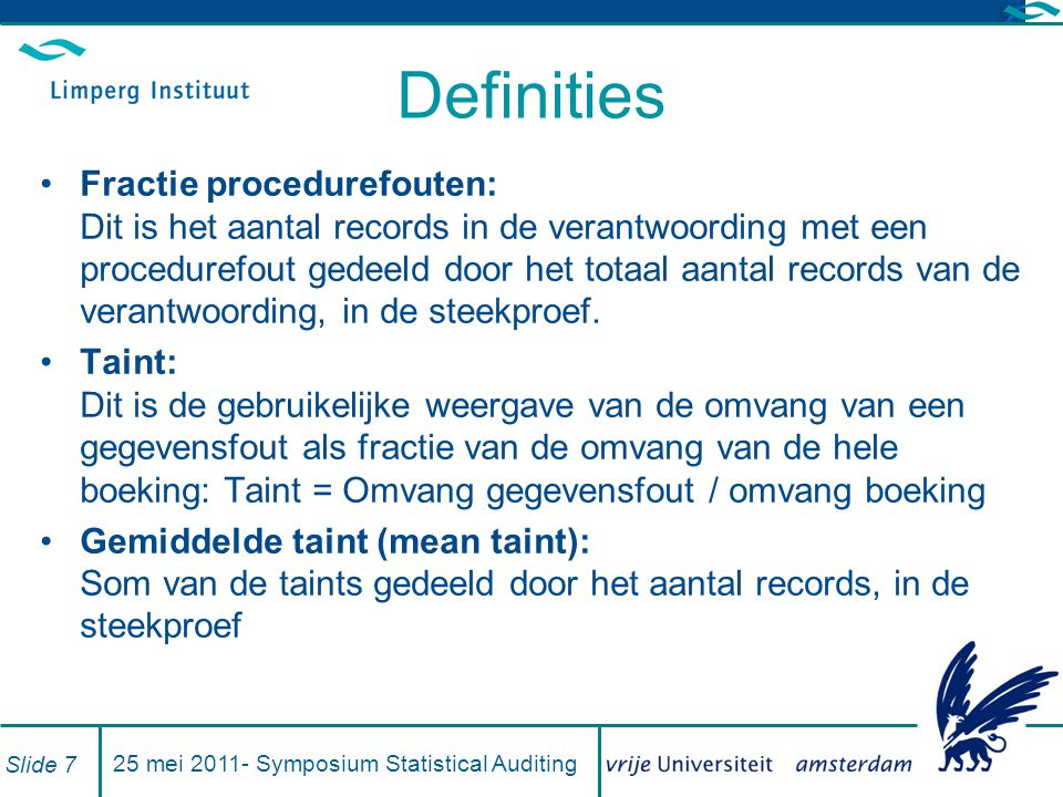 25 mei Symposium Statistical Auditing