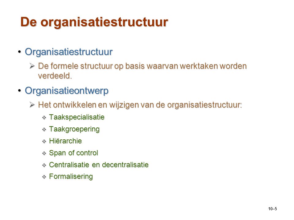 De organisatiestructuur