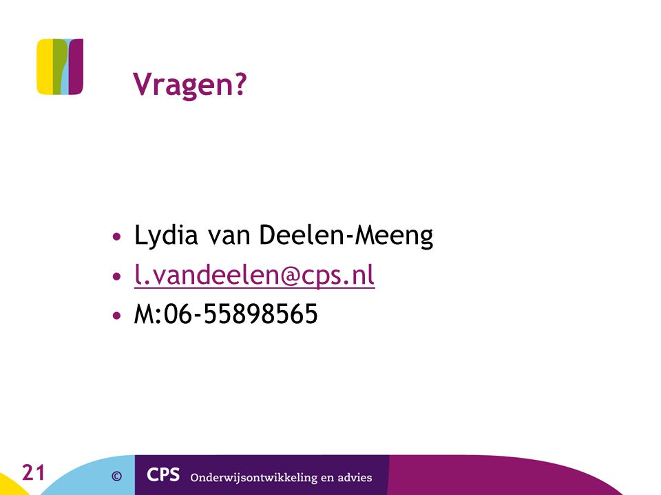 Vragen Lydia van Deelen-Meeng M: