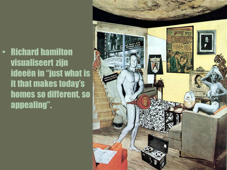 Richard hamilton visualiseert zijn ideeën in just what is it that makes today’s homes so different, so appealing .