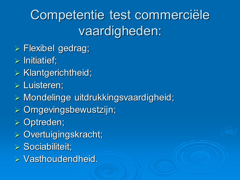 Competentie test commerciële vaardigheden: