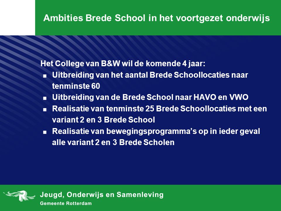 Ambities Brede School in het voortgezet onderwijs