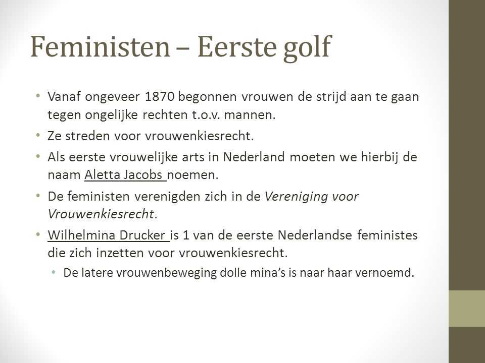 Feministen – Eerste golf