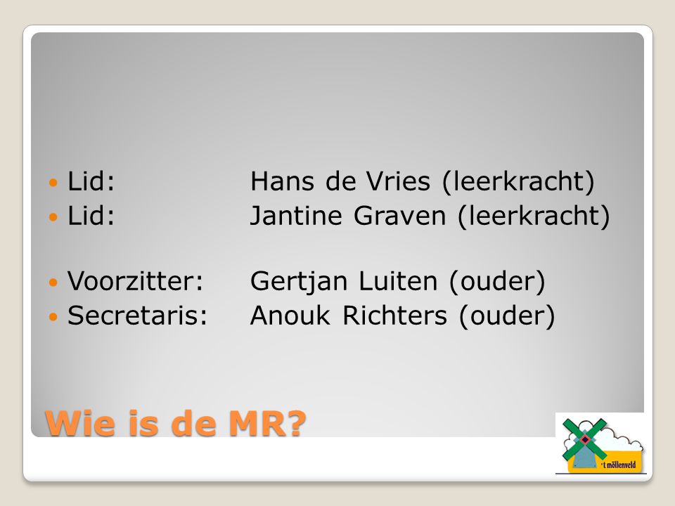 Wie is de MR Lid: Hans de Vries (leerkracht)