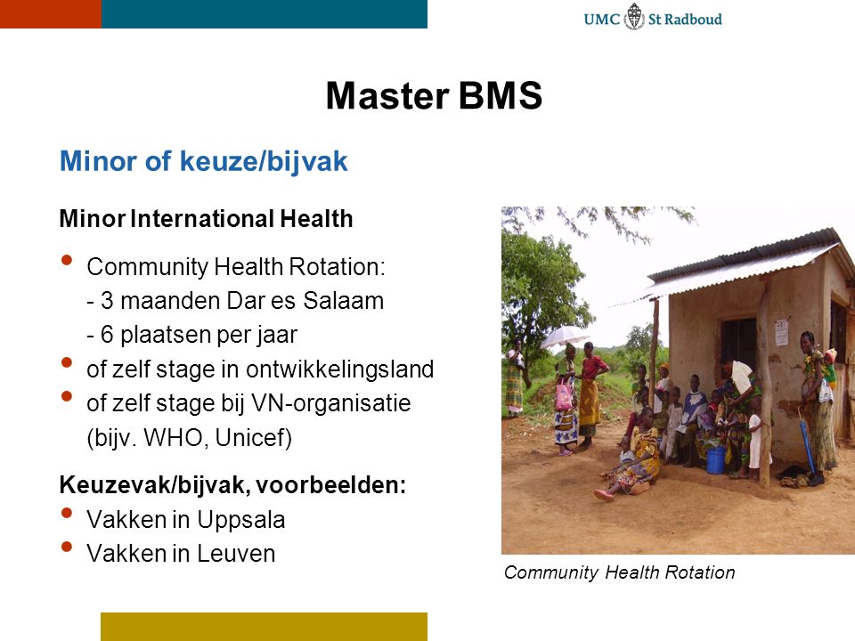 Master BMS Minor of keuze/bijvak Minor International Health