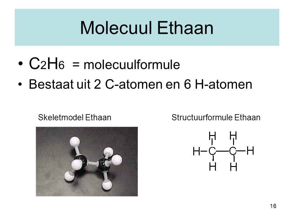 Molecuul Ethaan C2H6 = molecuulformule