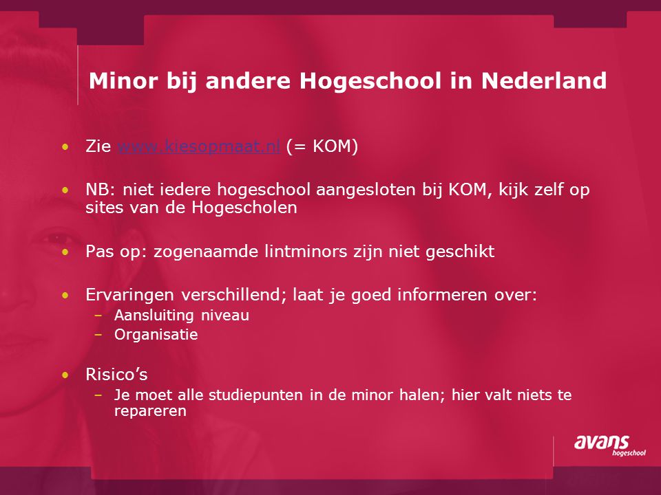 Minor bij andere Hogeschool in Nederland