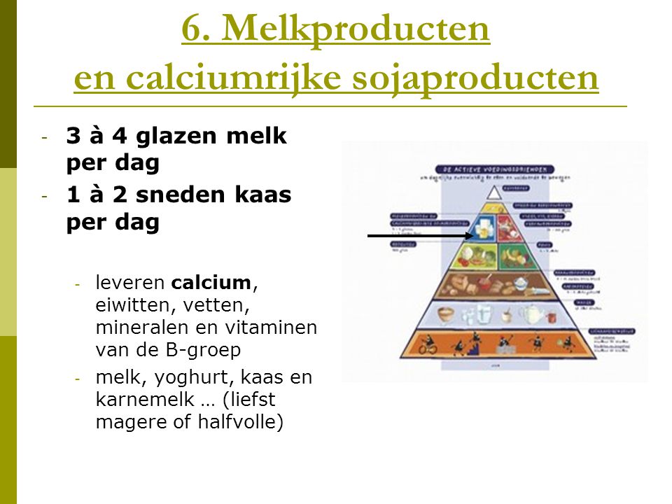 6. Melkproducten en calciumrijke sojaproducten