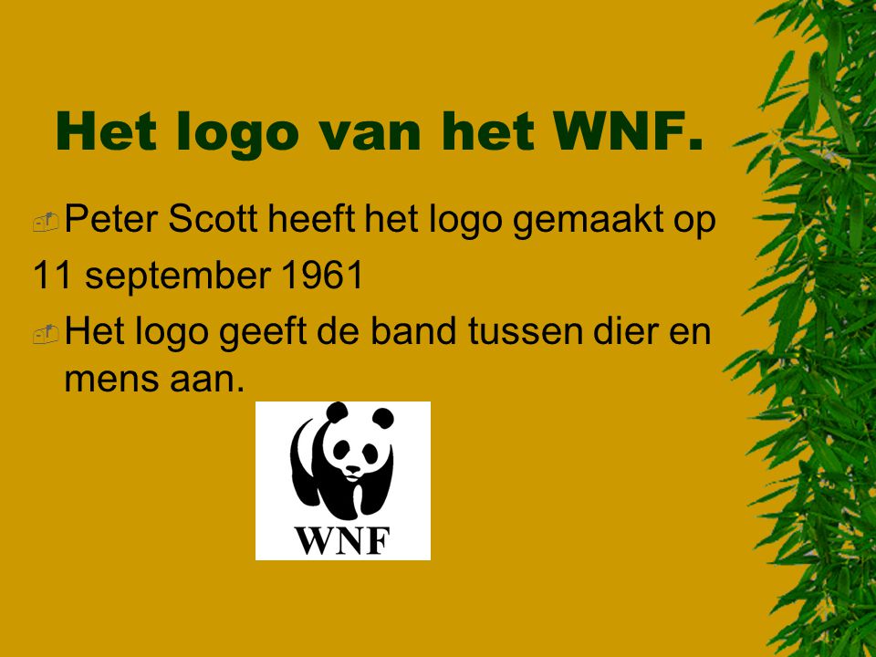 Het logo van het WNF. Peter Scott heeft het logo gemaakt op