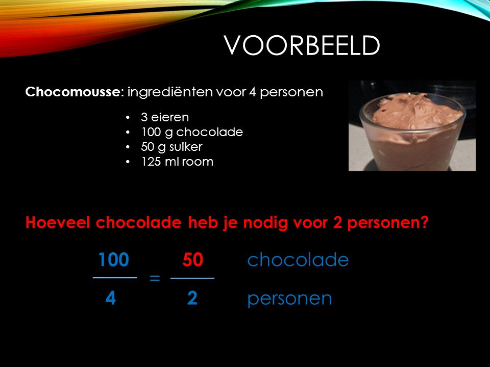 VOORBEELD chocolade personen = 2 4