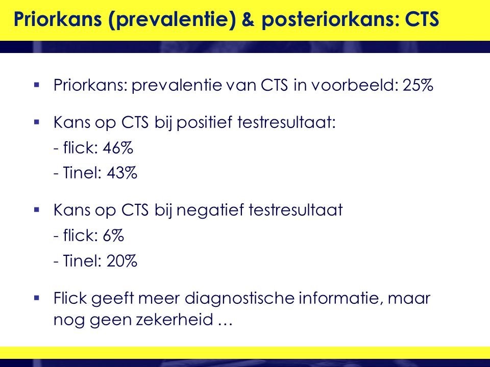 Priorkans (prevalentie) & posteriorkans: CTS