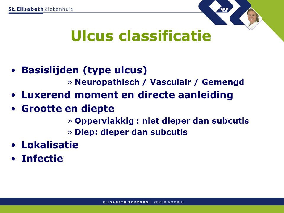 Ulcus classificatie Basislijden (type ulcus)