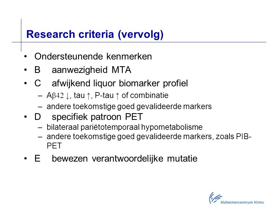 Research criteria (vervolg)
