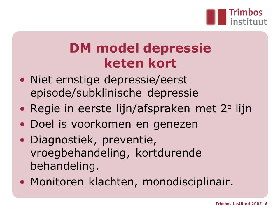 DM model depressie keten kort